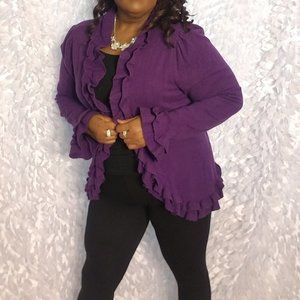 INC Long Sleeve Ruffle Sweater Cardigan